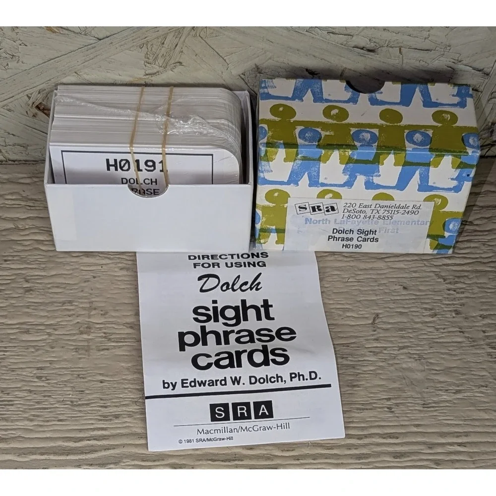 SRA Dolch Sight Words Flash Card Lot Vintage Educational Kids Group Size Game